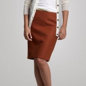 J Crew Perfect Pencil Skirt Burnt Orange Wool